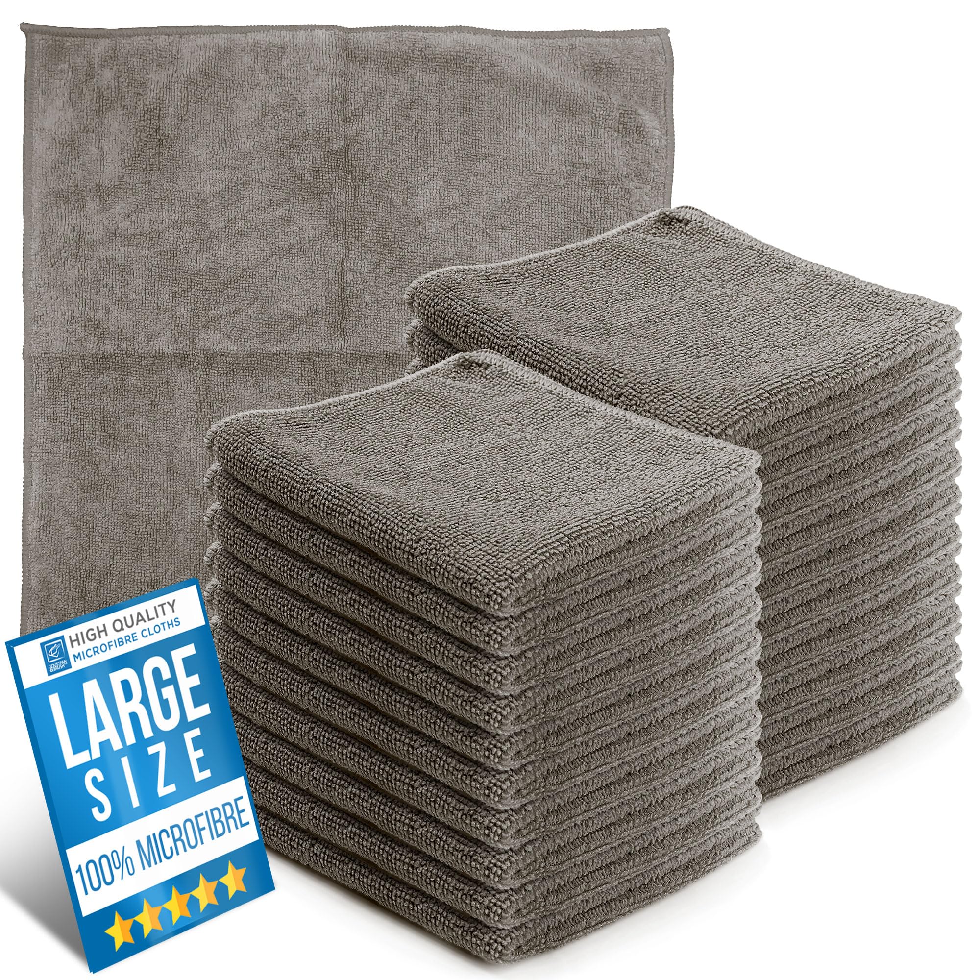 Microfiber Cleaning Cloth, Large Size 40x40cm, Super Absorbent Lint Free Microfibre Cloths Cleaning for Home, Kitchen, Surface, Mirrors, Bathrooms, Motorbike, Car (Grey, 20)