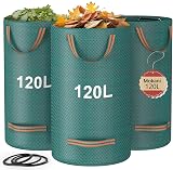 Mokani Garden Waste Bags 120L x3 Heavy Duty with Handles Waterproof