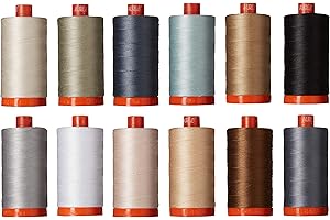 Christa Quilts Piece and Quilt Neutrals Aurifil Thread Kit 12 Large Spools 50 Weight CW50PQN12, Assorted, 12 count (pack of 1