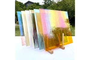 Unicoshape 12” x 12” Iridescent Stained Glass Sheets (Iridescent Transparent2-6 Pack)