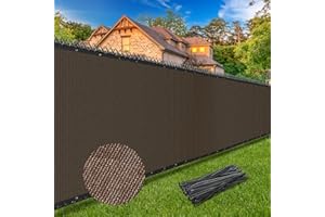 Winpull 6FT x 50FT Privacy Screen Fence Heavy Duty 170GSM Fencing Mesh Shade Net Cover Nickel-Plated Copper Grommets, 95% Blockage Fence for Outdoor Wall Garden Yard Backyard Pool (Brown)
