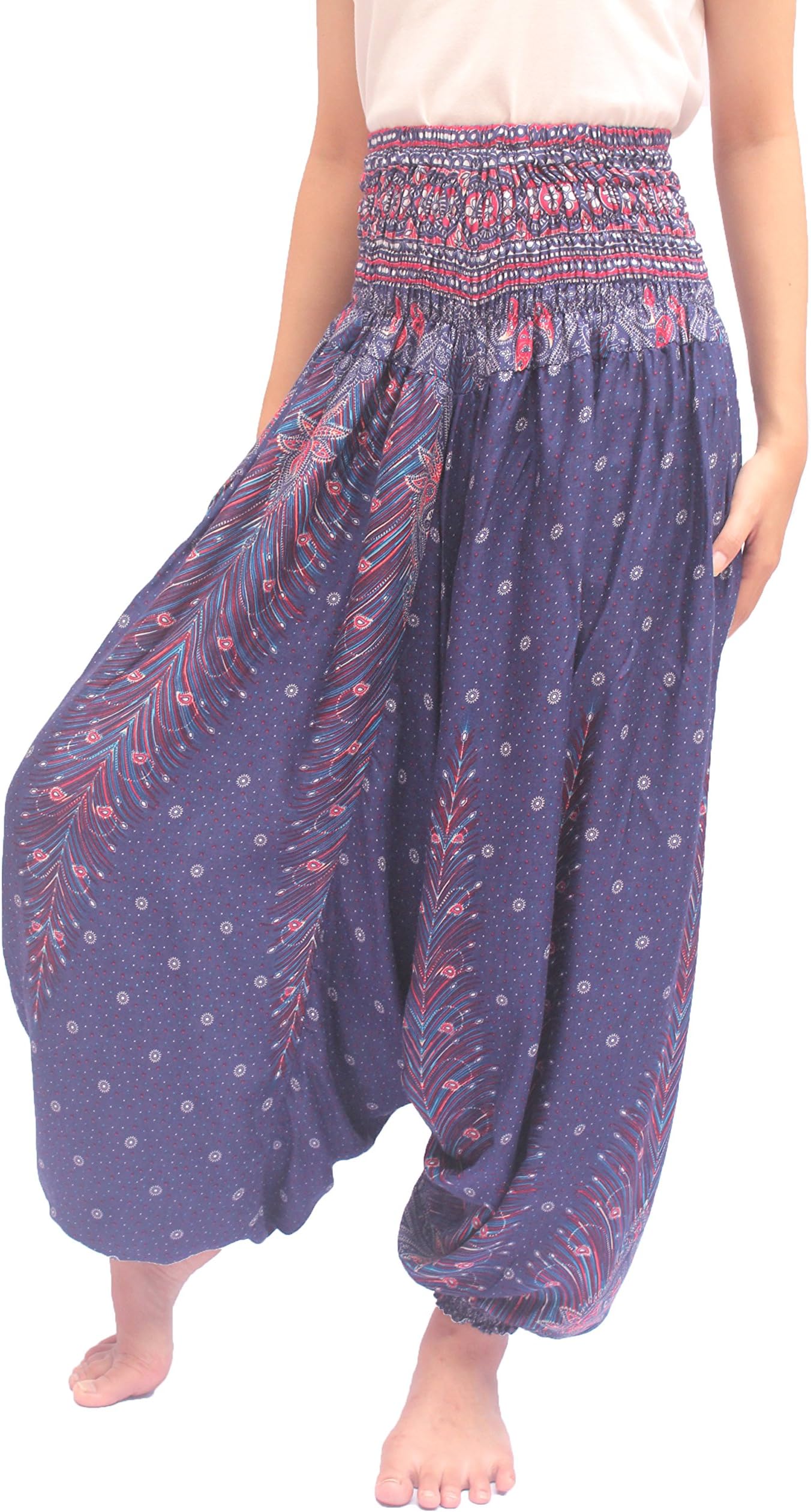 TheHaremShop Pants for Men & Women Smocked Design Loose Fit Yoga Harem Pants Jumpsuit