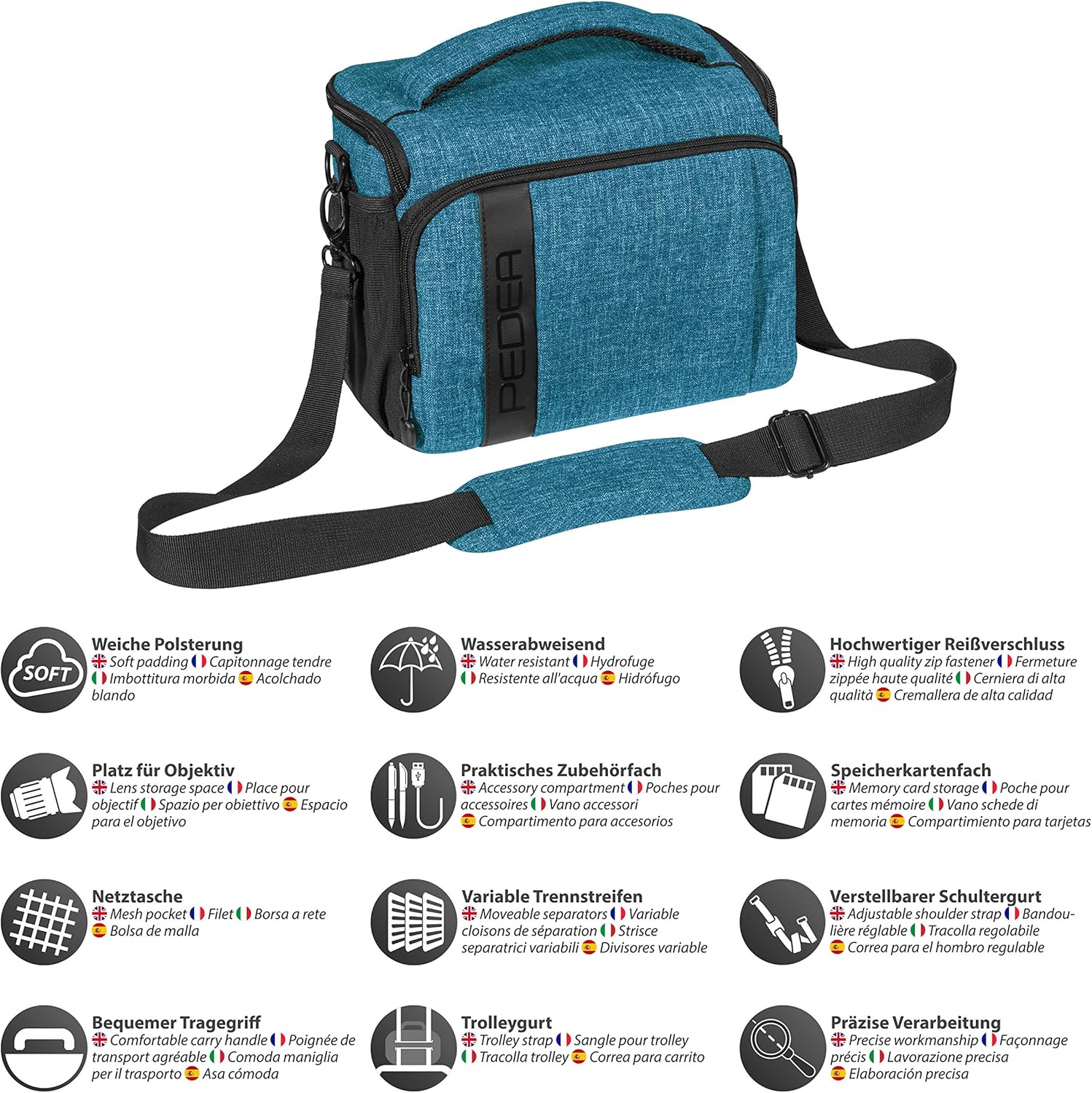 PEDEA SLR Camera Shoulder Bag with Screen Protector for Panasonic Lumix DMC-G2 / Pentax K-S2 / Ricoh GR II / Sony Alpha 68 / Canon EOS 6D Mark II / 80D / 750D / 800D / 1000D / 4000D (M) Purple - Image 4