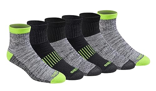 Dickies Men's Dri-Tech Moisture Control Quarter Socks (6, 12, 18 Pairs), Hi -Vis Yellow Black (6 Pairs), X-Large