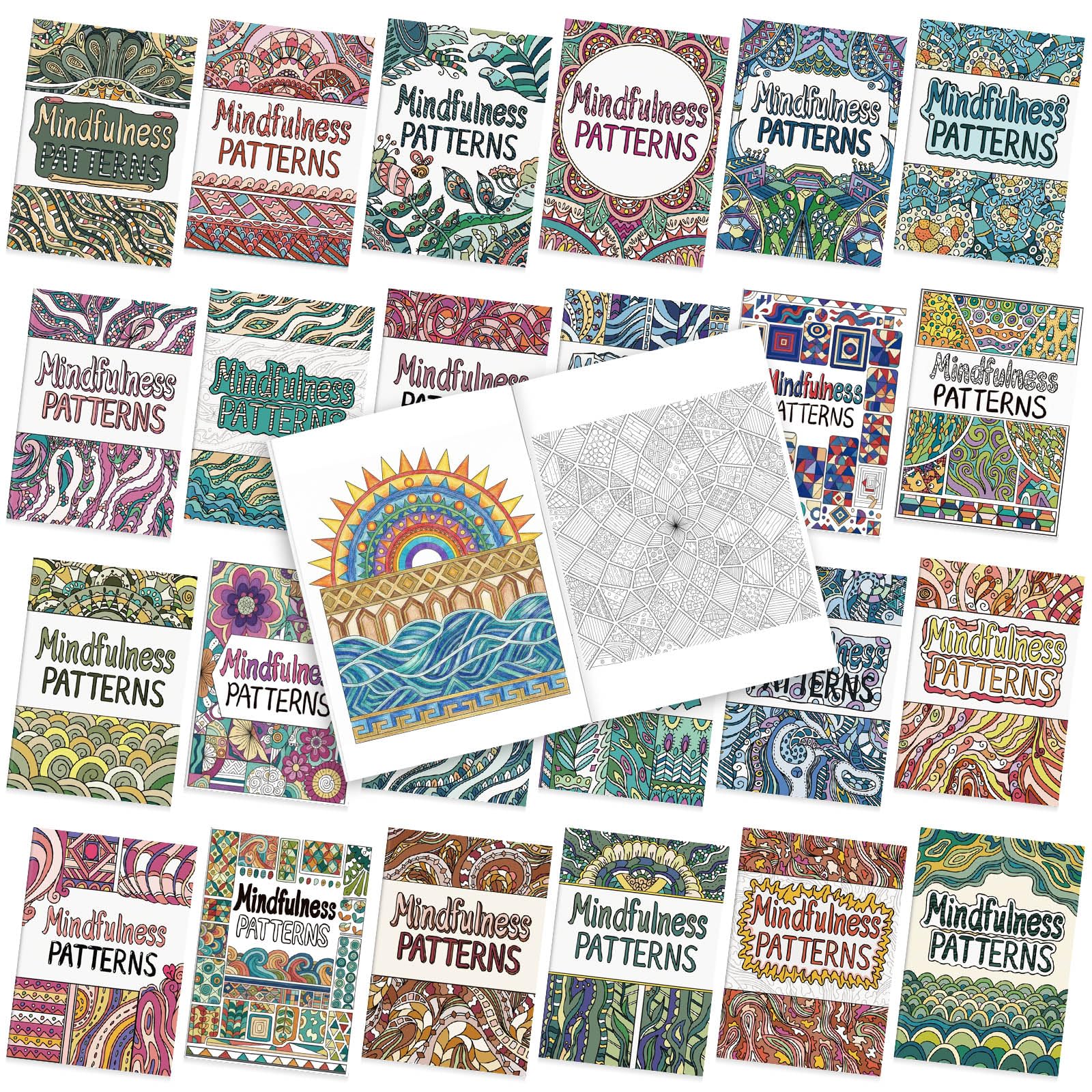 Photo 1 of Liliful 24 Pcs Mindfulness Geometric Theme Coloring Book Bulk – Intricate Pattern & Mandala Coloring Books for Stress Relief, Ideal for Adult Relaxation, Gift Fillers & Self-Care Activities