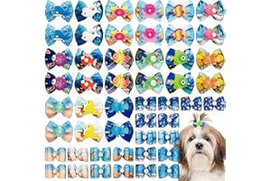 JpGdn 50pcs/25pairs Dog Hair Bows with Rubber Band Summer Sea Animal Pattern for Girl Boy Male Female Small Medium Puppy Doggie Poodle Toknot Bowknot Elastic Grooming Accessories