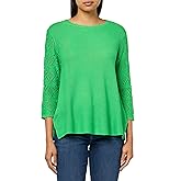 MULTIPLES Women's Three Quarters Sleeves Drop Shoulder Bateau Neck Sweater Top