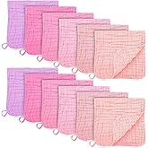 BAMBOO QUEEN 12 Pack Muslin Burp Cloths - Large 20" x 10", Ultra Absorbent 100% Cotton for Baby Drool and Messes - Soft, Gentle Baby Burp Rag for Boys & Girls -Pink, Purple, Sakura Series