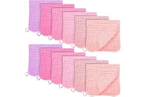 BAMBOO QUEEN 12 Pack Muslin Burp Cloths - Large 20" x 10", Ultra Absorbent 100% Cotton for Baby Drool and Messes - Soft, Gentle Baby Burp Rag for Boys & Girls -Pink, Purple, Sakura Series