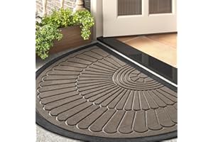 Front Door Mat Outdoor Indoor Welcome Mat-Semicircular 60X90CM Non Slip Heavy Duty Rubber Doormat-Absorbent Entryway Rug Entr