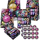 24 Pcs Disco Goodie Bags with Stickers - Retro 70s Dance Party Favor Bags, Perfect for Kids' Disco Party Supplies and Treat Bags