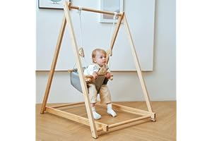 Avenlur Spruce Baby and Toddler Foldable Swing Set with Stand - Premium Montessori, Waldorf Style Self-Standing Indoor Swingset for Children 6m to 3 Yrs - Perfect for Home, Child Day Care, & Preschool