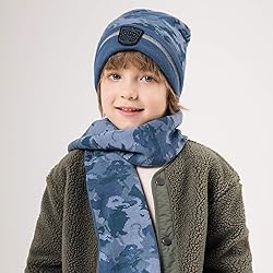 accsa Kids Boy Warm Beanie Blue Camo Reflective