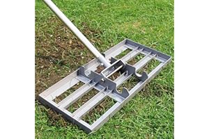 Dremmt Lawn Leveling Rake 17 inch, (Professional-Grade) Lawn Leveler Tool with Stainless Steel Handle Rakes for Lawns Heavy Duty Landscape Rake for Backyard, Garden, Golf Course, Farm, Pasture