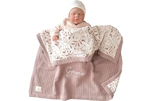 Mouliss Personalized Baby Blanket with Name – Handmade 100% Organic Cotton Newborn Gift | Custom Knit Blanket for Boys, Girls, Kids & Baby Showers