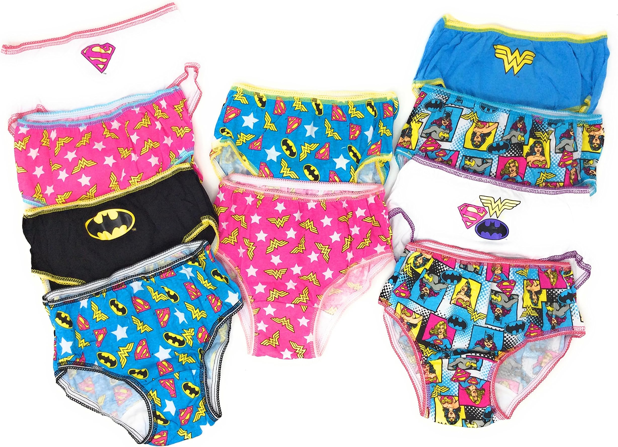DC Comics Justice League 10-Pack Girls Panties Underwear Wonderwoman Supergirl Batgirl