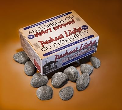 FinTec SaunaSteine Size 2 - 20kg Premium Olive Diabas for Sauna