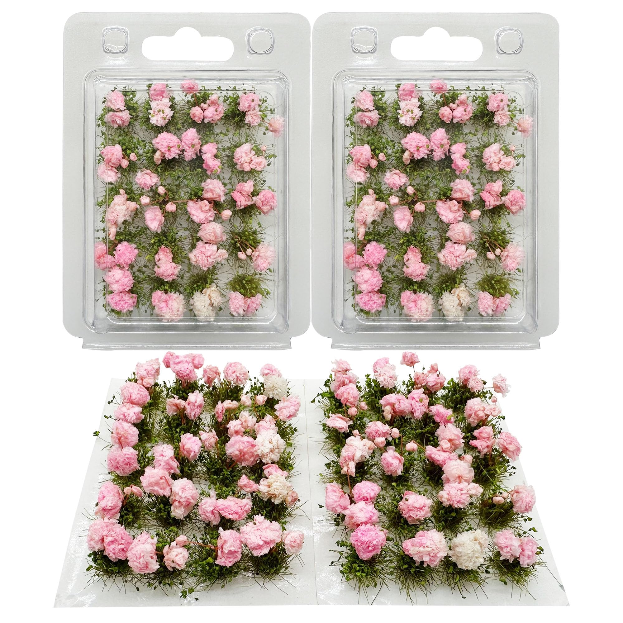Woohome Flower Cluster Flower Vegetation Groups Grass Tufts Miniature Static Scenery for DIY Architecture Building Model Railway Train Diorama Garden Scenery Landscape Layout (Peony, Pink) — image 1