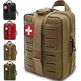 Molle Ifak Pouch, Rip Away Molle Tactical Medical Pouch, Empty First Aid Kit Bag for Duty Belt (1 Pack-TAN)
