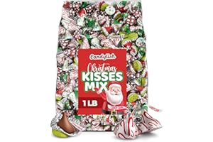 CANDYLISH Christmas Candy Collection – 1 LB Bag (Approx. 100 Pieces) – Candy Cane, Hot Cocoa, Sugar Cookie Flavors – Assorted Holiday Chocolate, Perfect for Stocking Stuffers, Gift Bags, and Holiday Parties