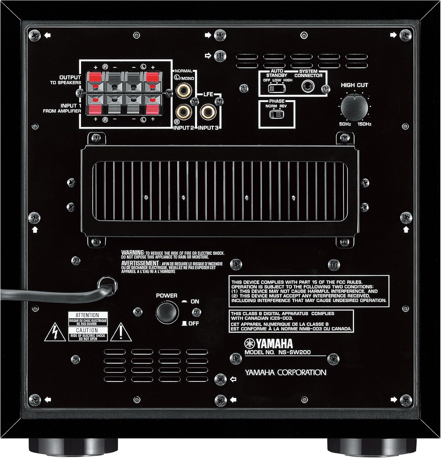 Yamaha NSSW200 Powered Subwoofer - Black, NS-SW200 - Image 3