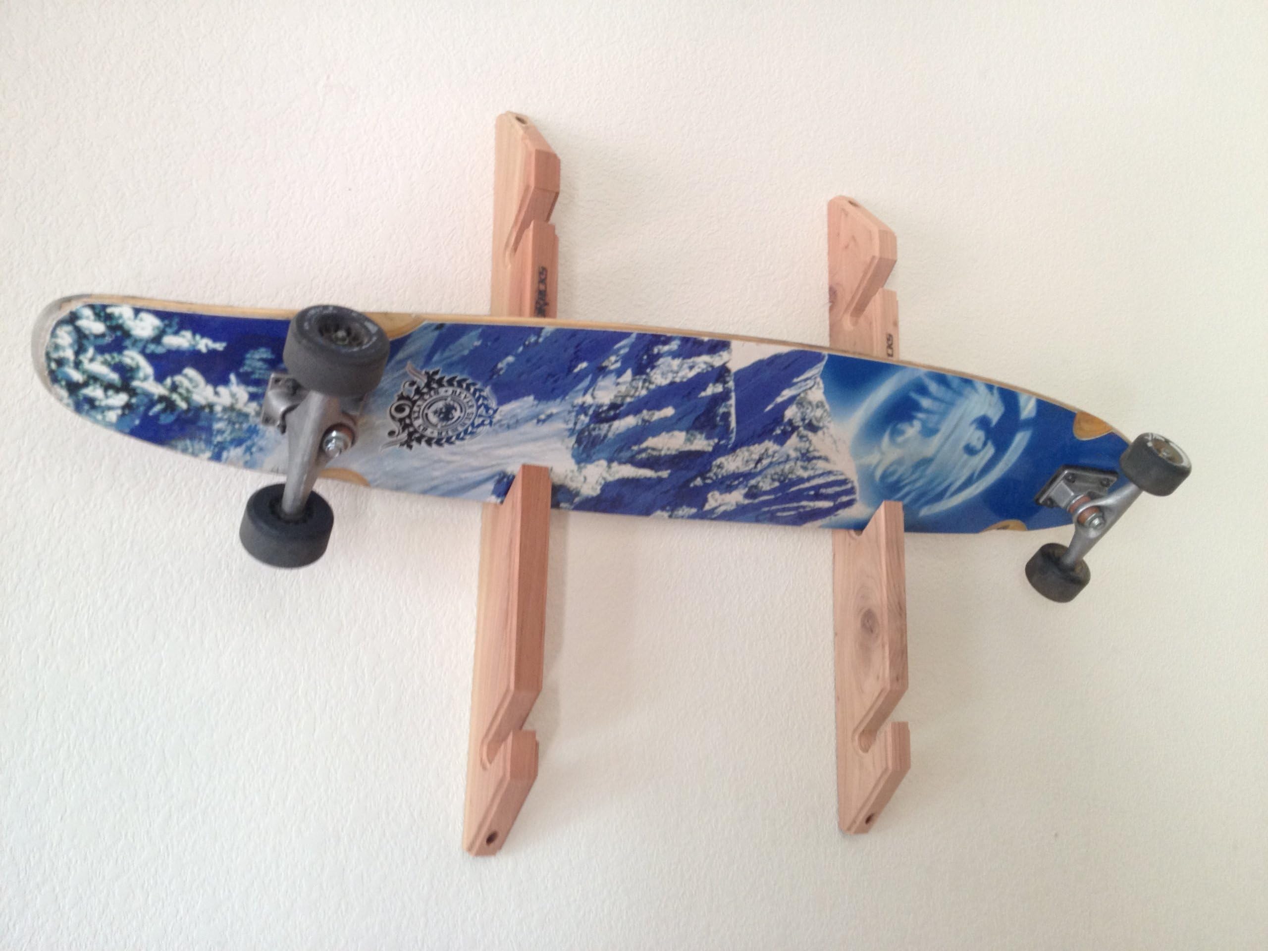 Skateboard Longboard Wall Rack Mount -- Holds 3 Boards