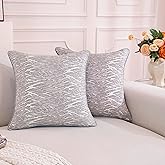 TAOSON Pack of 2, Luxury High Precision Jacquard Modern Grey/Gray and Gold Decorative Throw Pillow Covers Cushion Cases Square Pillowcase for Sofa Couch Bedroom Living Room Home,18x18 inch S037