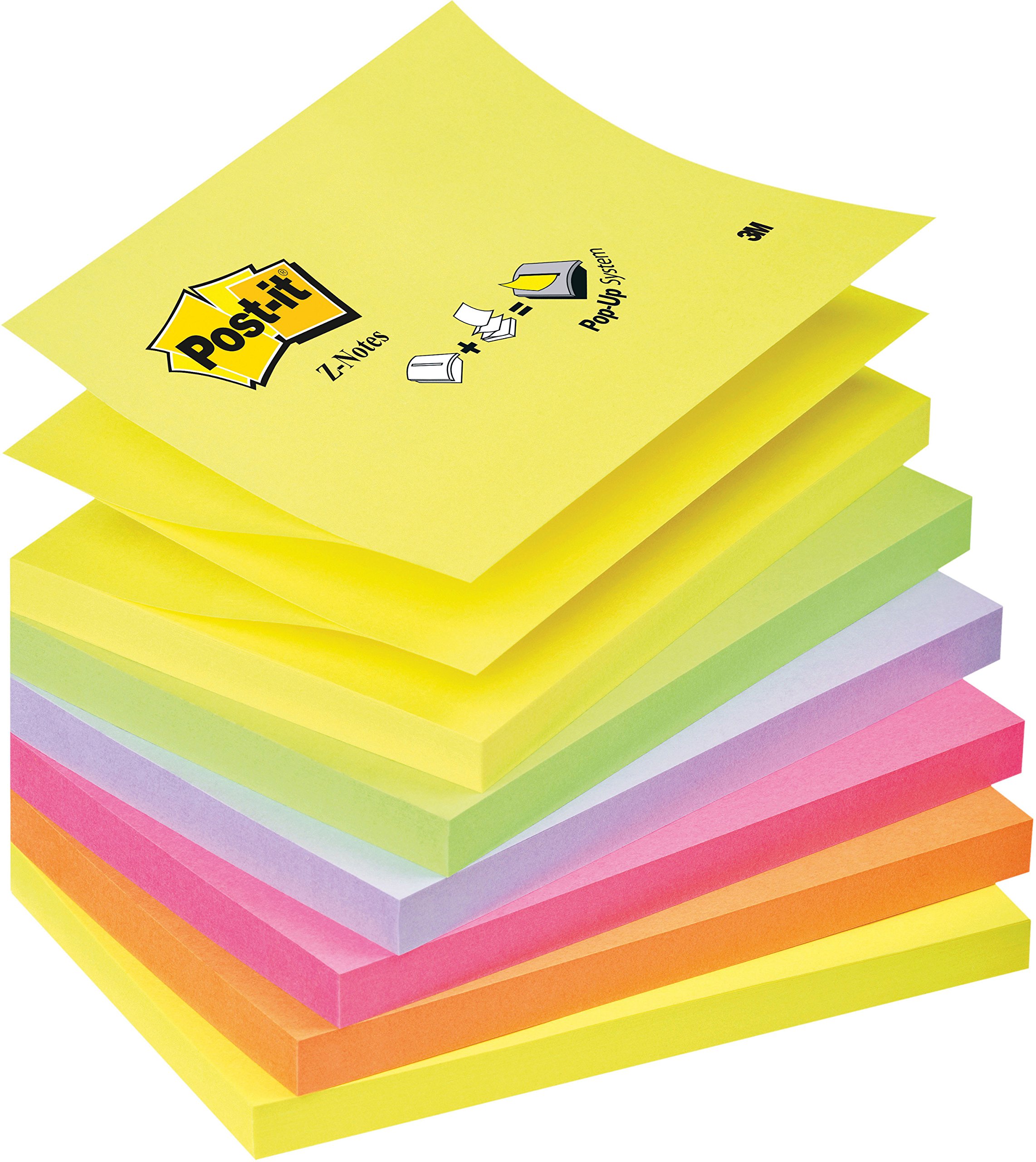 Post-it 76x127 mm Z-Notes - Assorted Neon Rainbow Colours