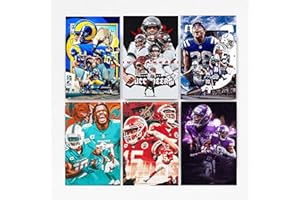 NBHYK Legendary American Football Star Poster Patrick Mahomes Cooper Kupp Brady Tyreek Hill Justin Jefferson Jonathan Taylor Sports Poster (Unframe,8x12inch,Set Of 6)