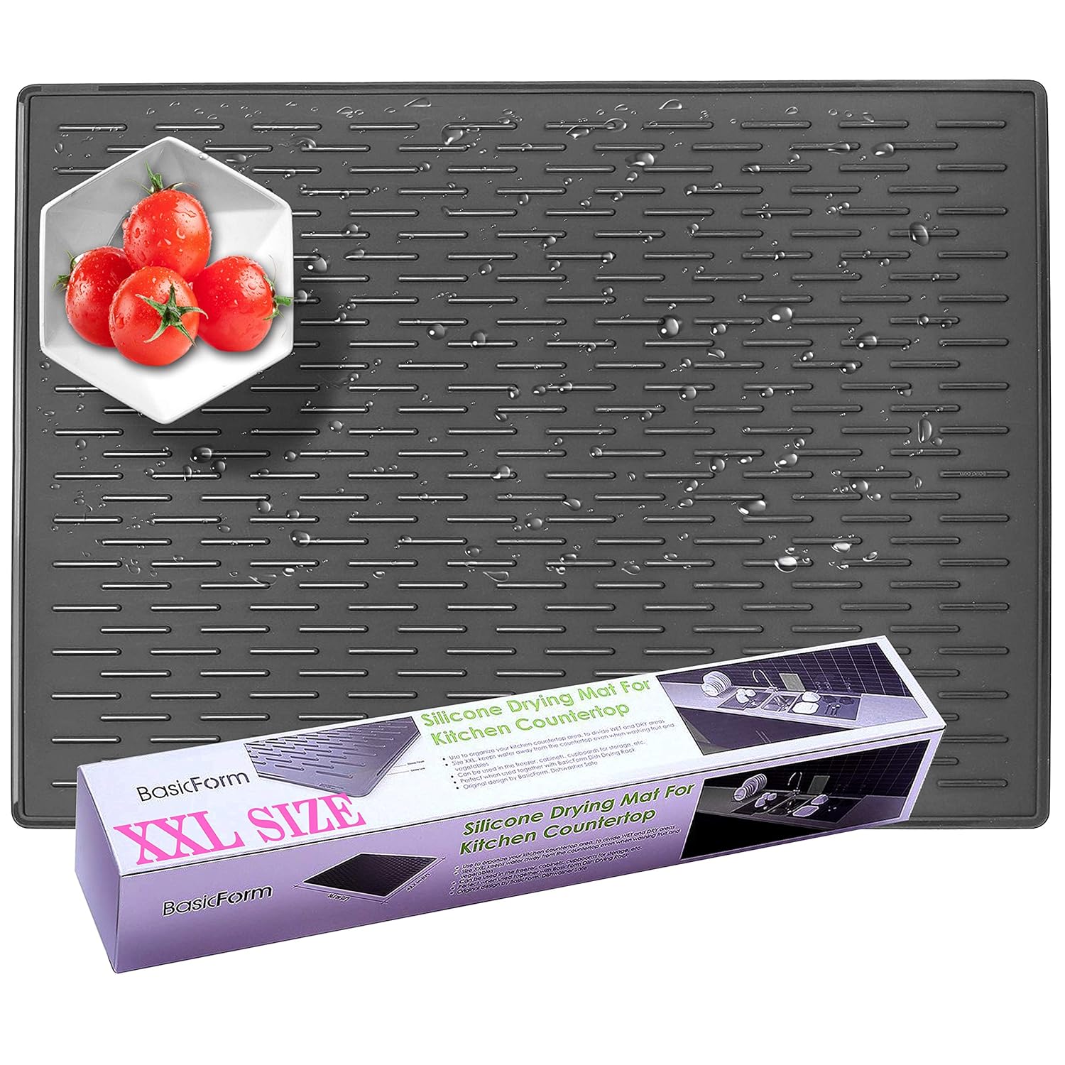 BasicForm Alfombrilla Escurreplatos Silicona para Encimera Cocina XXL