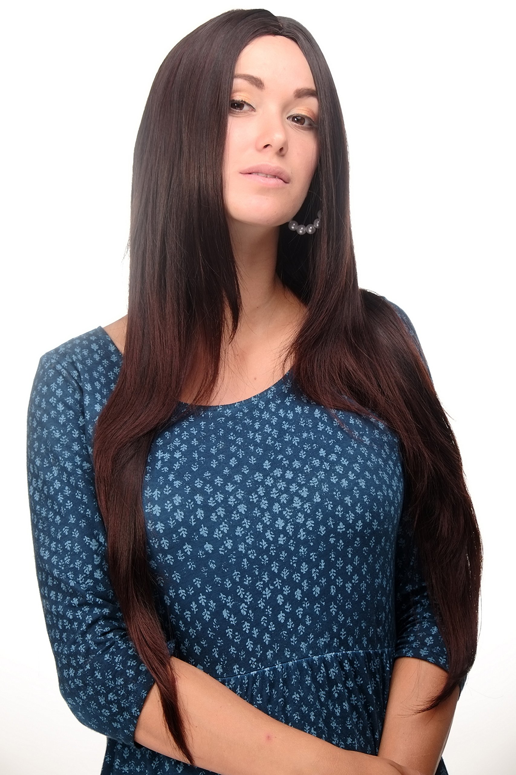 WIG ME UP 3217-2T33 Lady Quality Wig Cosplay very long straight middle parting mahogany mix of reddish browns approx 29,5inch