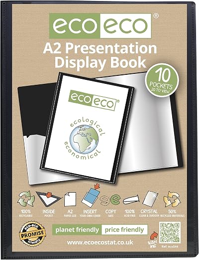 eco-eco A2 50% Recycled 10 Pocket Black Presentation Display Book