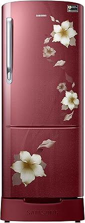 Samsung 215 L 3 Star Direct Cool Single Door Refrigerator(RR22N383ZR2/HL, Star Flower Red, Base Stand with Drawer, Inverter Compressor)