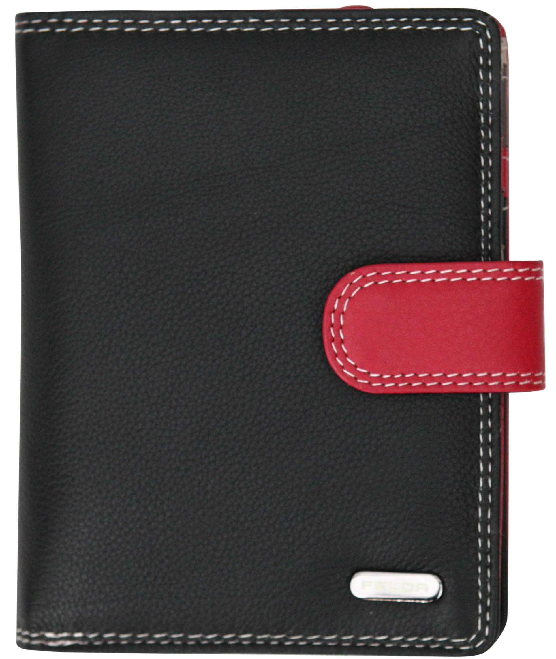 Felda Ladies Genuine Leather Medium Purse - RFID Protection and 9 Card Slots, Real Leather Wallet for Woman, Card Holder Wallets Evening Purse