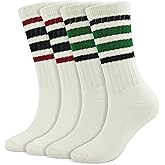 BomKinta Striped Crew Socks Women - Retro Novelty Socks - Stretchy Casual Athletic Cotton Gifts Sock Size 5-10