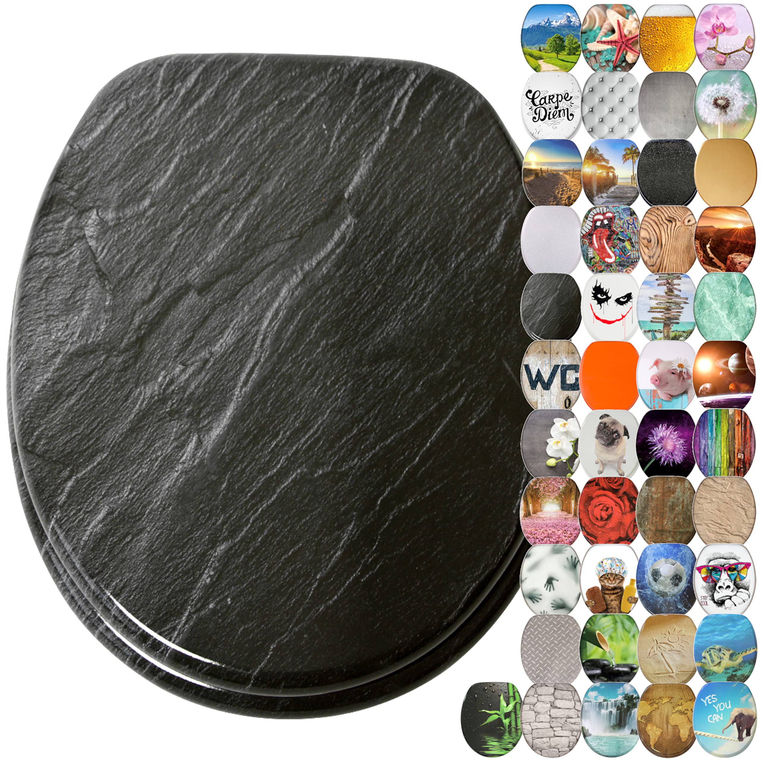 Sanilo Soft Close Toilet Seat, Wide Choice of New Toilet Seats, Stable Hinges, Easy to Mount (Granite) — image 1