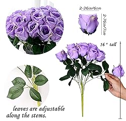 Denvii Artificial Purple Rose Flowers Bouquet of 12