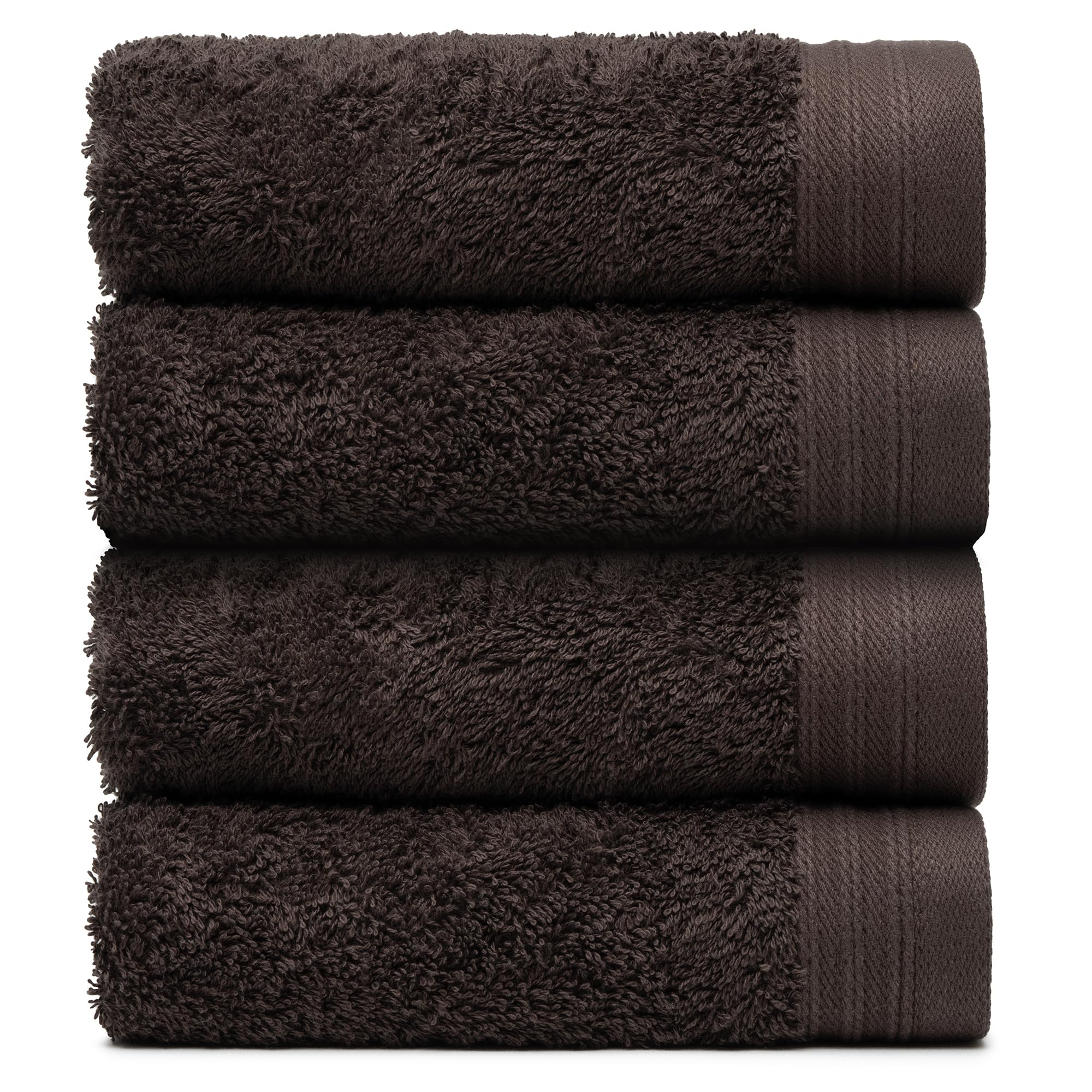 Weidemans Premium Towel Set of 4 Hand Towels 18" x 30" Color: Chocolate |100% Cotton|4 Ultra Soft and Highly Absorbent Hand Towels for Bathroom, Gym, Hotel, Spa, Machine Washable