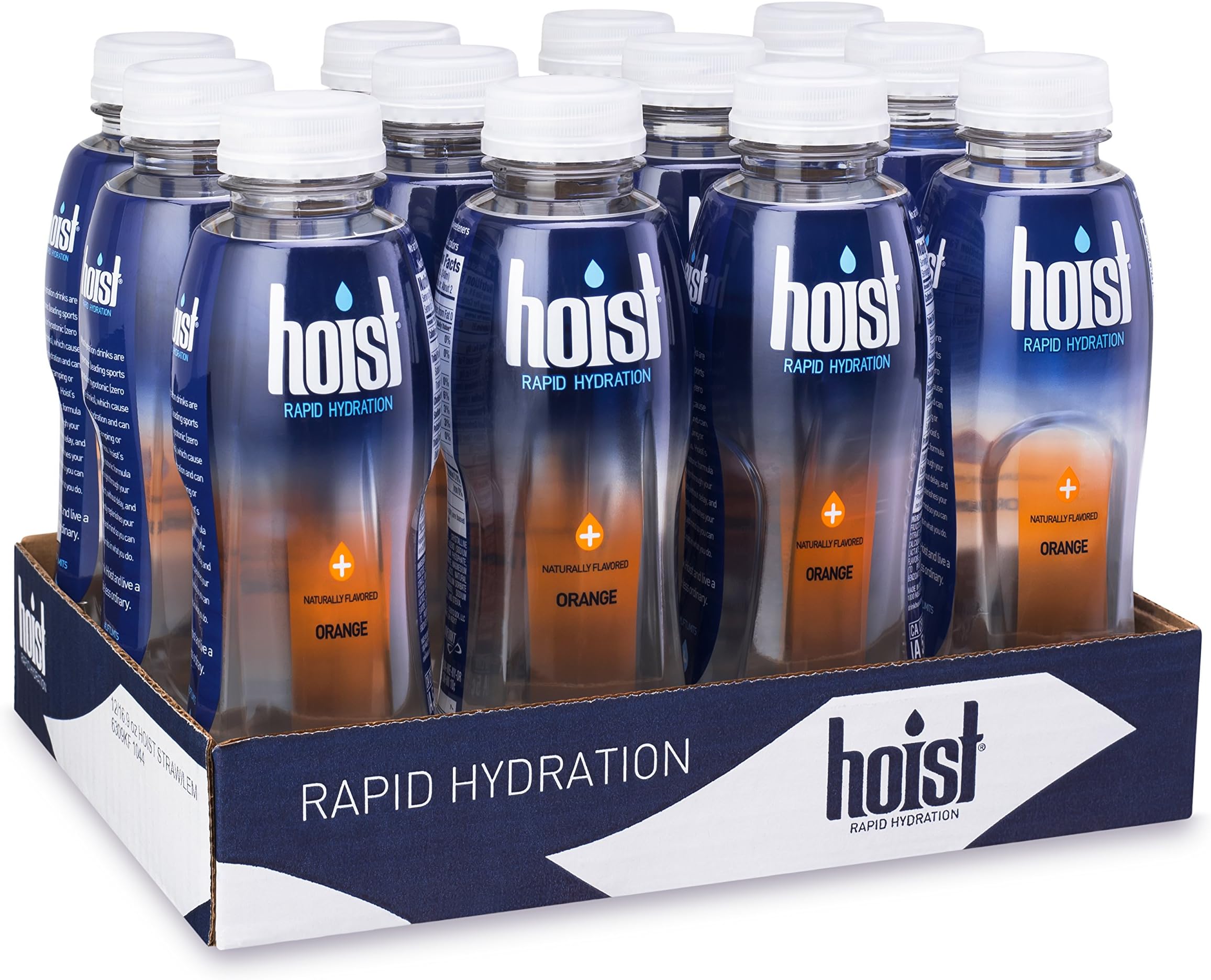Hoist Electrolyte-Replenishing Premium Hydration Drink, Orange, 16.9oz Bottles (Pack of 12)