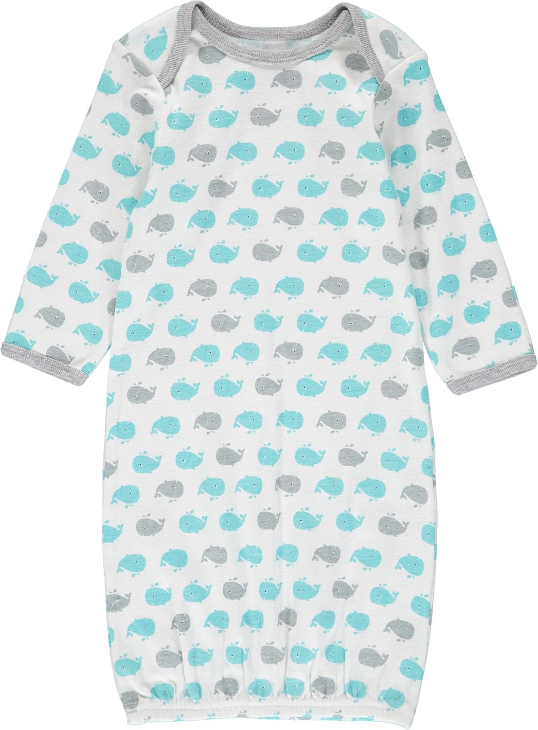 Wan-A-Beez Baby 3 Pack Printed Gown - Turquoise Whale, 0-6 Months: Clothing
