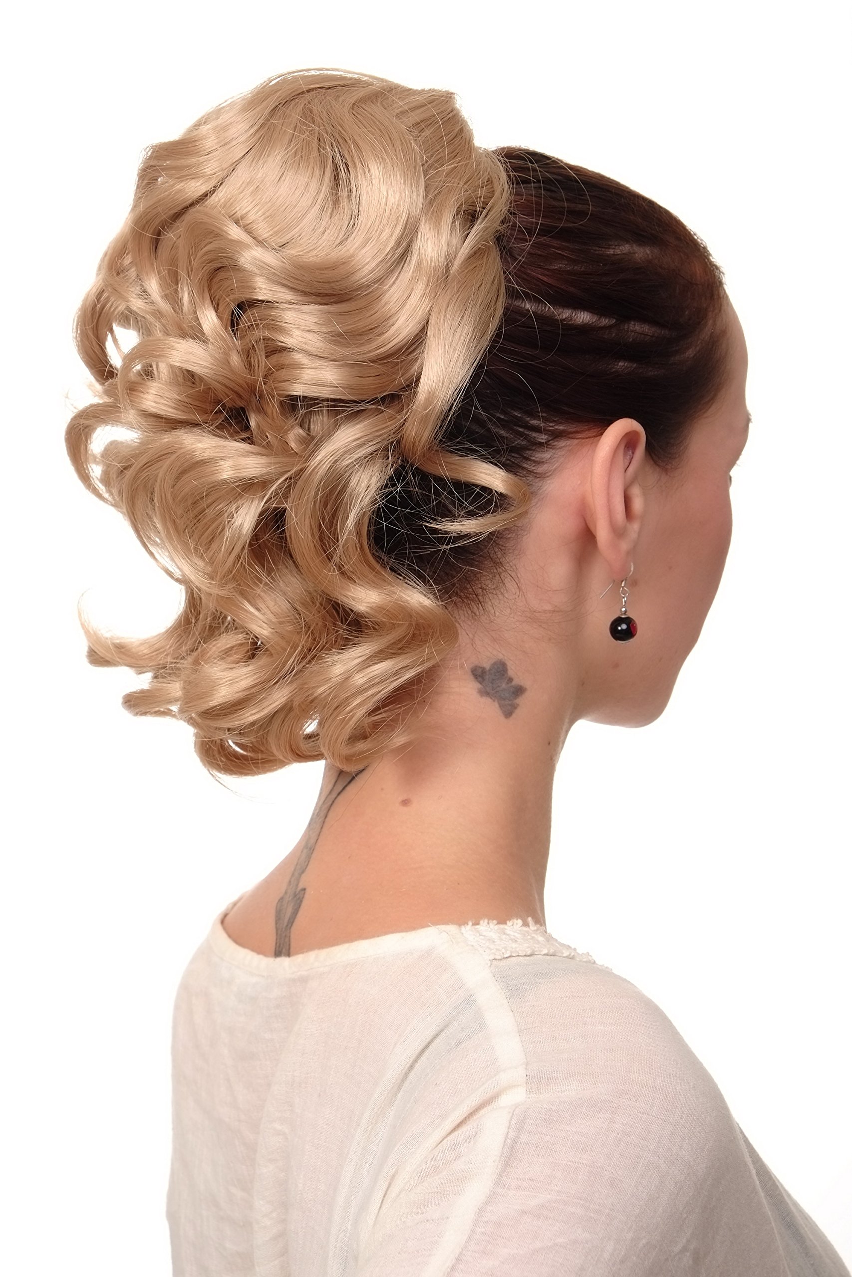 WIG ME UP - JL-3023-15 Hairpiece ponytail with comb and elastic draw string short wavy voluminous light blond 14inch