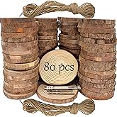 Unfinished Natural Wooden Slices 80 Pcs 3.2-4 Inch Wood Circles for Crafts DIY Christmas Ornament Craft Wood Kit with Bit,Blank Round Wood Slice with Bark for Art,Painting,Party (80)