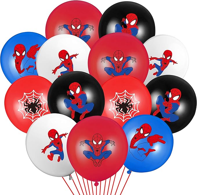 Amazon Com Pantide 50 Packs Spiderman Birthday Balloons 12inch Blue Red Black Latex Balloons Bouquet With Ribbons Superhero Party Favors Decorations Supplies For Kids Boys Birthday Party Baby Shower Toys Games