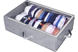 AOODA Large Hat Storage Box for Baseball Caps Organizer, Holds Up to 50 Caps Wide Hat Organizer for Closet with Cardboard, Under Bed Hat Holder, Grey