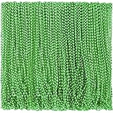 Riceshoot 200 Pcs Green Bead Necklace Bulk Mardi Gras Oval Beads Necklace Party Favors 33" 7mm Metallic Color Beaded Costume Necklaces for Halloween Christmas Festive Event Accessories