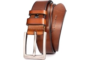 WOLFANT Full Grain Leather Belt,100% Italian Real Solid Leather