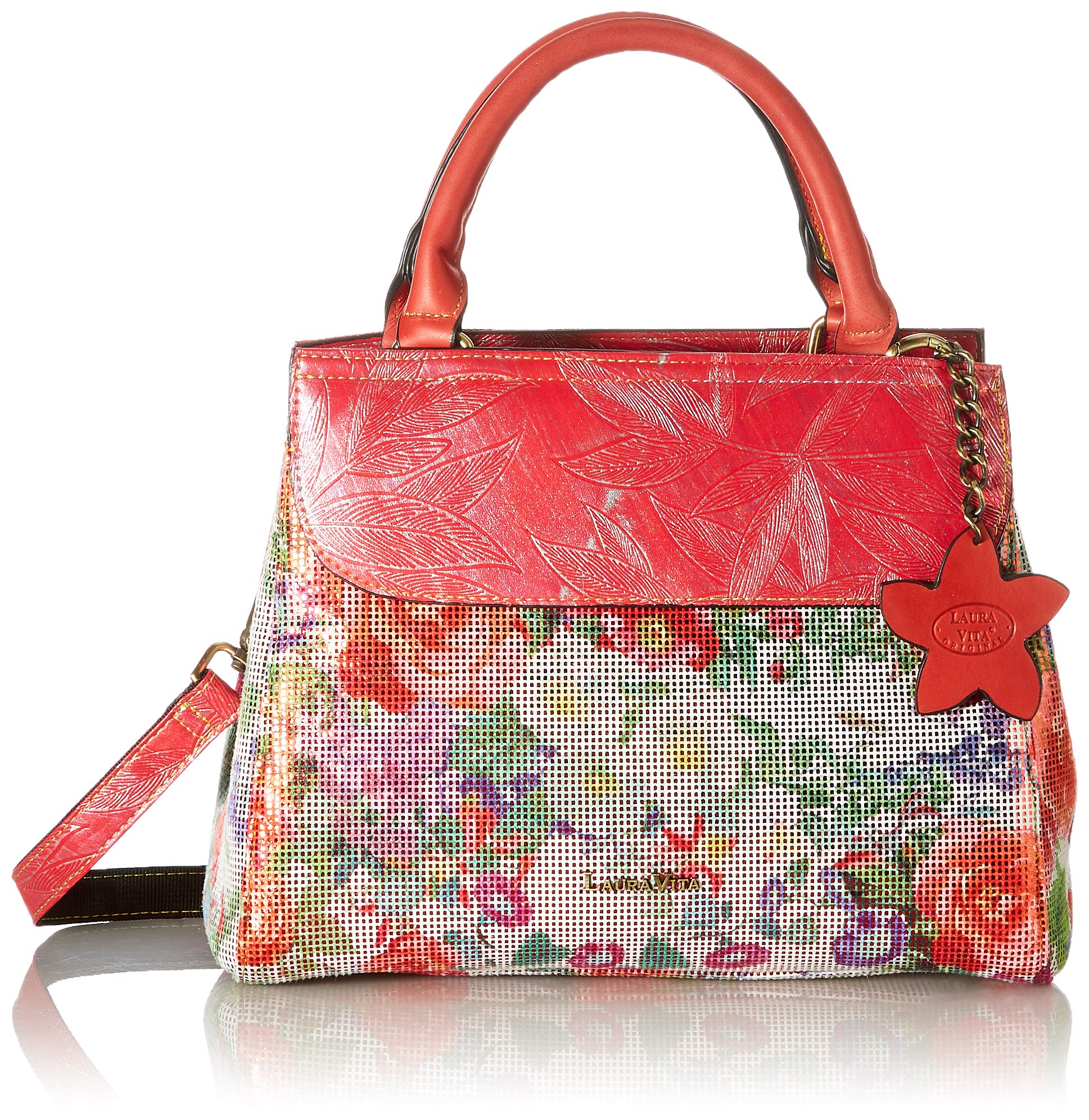 Laura Vita Women's 4236 Sling, Handle Bag, Flowers, Coral, 8 liters, Medium