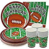 Royal Bluebonnet Football Birthday Party Decorations -Service for 24- Football Birthday Plates (7 & 9 Inch), Napkins and Cups for Decorations for Boys and Girls First Down 1st Party Supplies