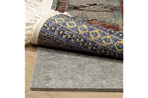 Brakki Rug Pad 8x10 with Adhesive Surface and Rubber Backing, Double Side Non Slip, 1/4" Thick, Under Area Rug Gripper Cushioned Felt Pad, Keep Carpet in Place and Safe, Hardwood Floors Protection