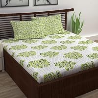 Divine Casa 100% Cotton Abstarct Print Mix N Match Bedsheet for Double Bed (Green )